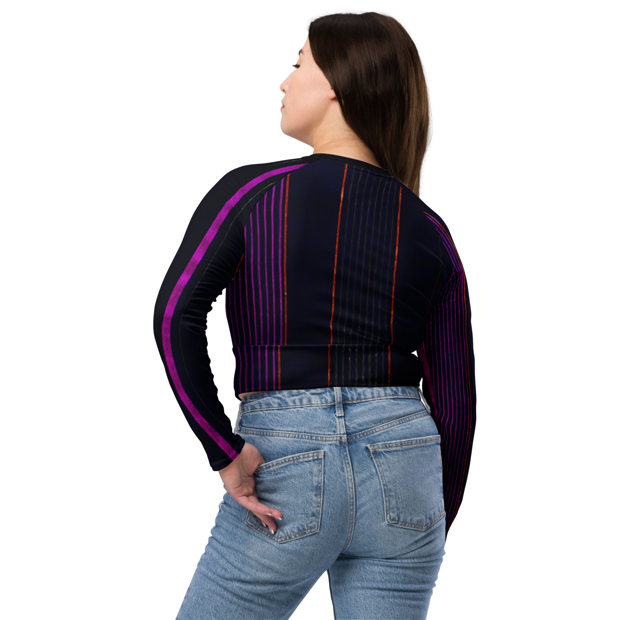 Women's Long-sleeved Gym Cropped Top. Yoga Crop Top or Dance top. Cool Streetwear Fashion Top. Peppermint by WickedYo